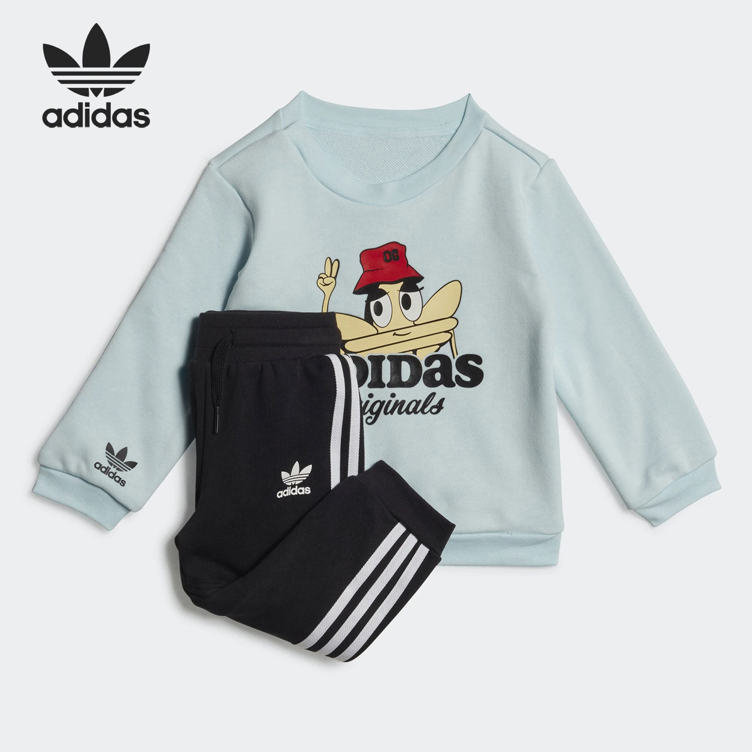 Adidas/阿迪达斯官方正品三叶草男童运动休闲舒适印花套装HL9339