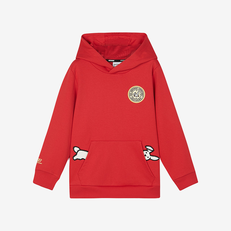 Skechers/斯凯奇正品儿童时尚简约舒适运动套头连帽长袖卫衣