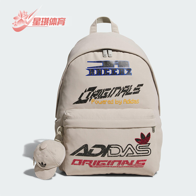 Adidas/阿迪达斯正品三叶草男女印花背带经典运动双肩背包KF2502