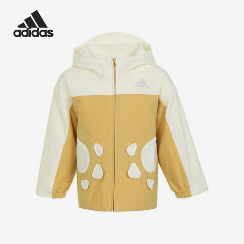 Adidas/阿迪达斯正品2024小童连帽加绒运动休闲外套JF1379