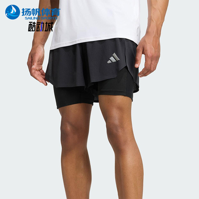Adidas/阿迪达斯正品SHORTS男士透气二合一跑步运动短裤KE2286