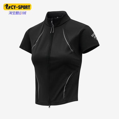 Adidas/阿迪达斯正品FOS立领拉链T恤女黑色经典贴合短袖KS2747