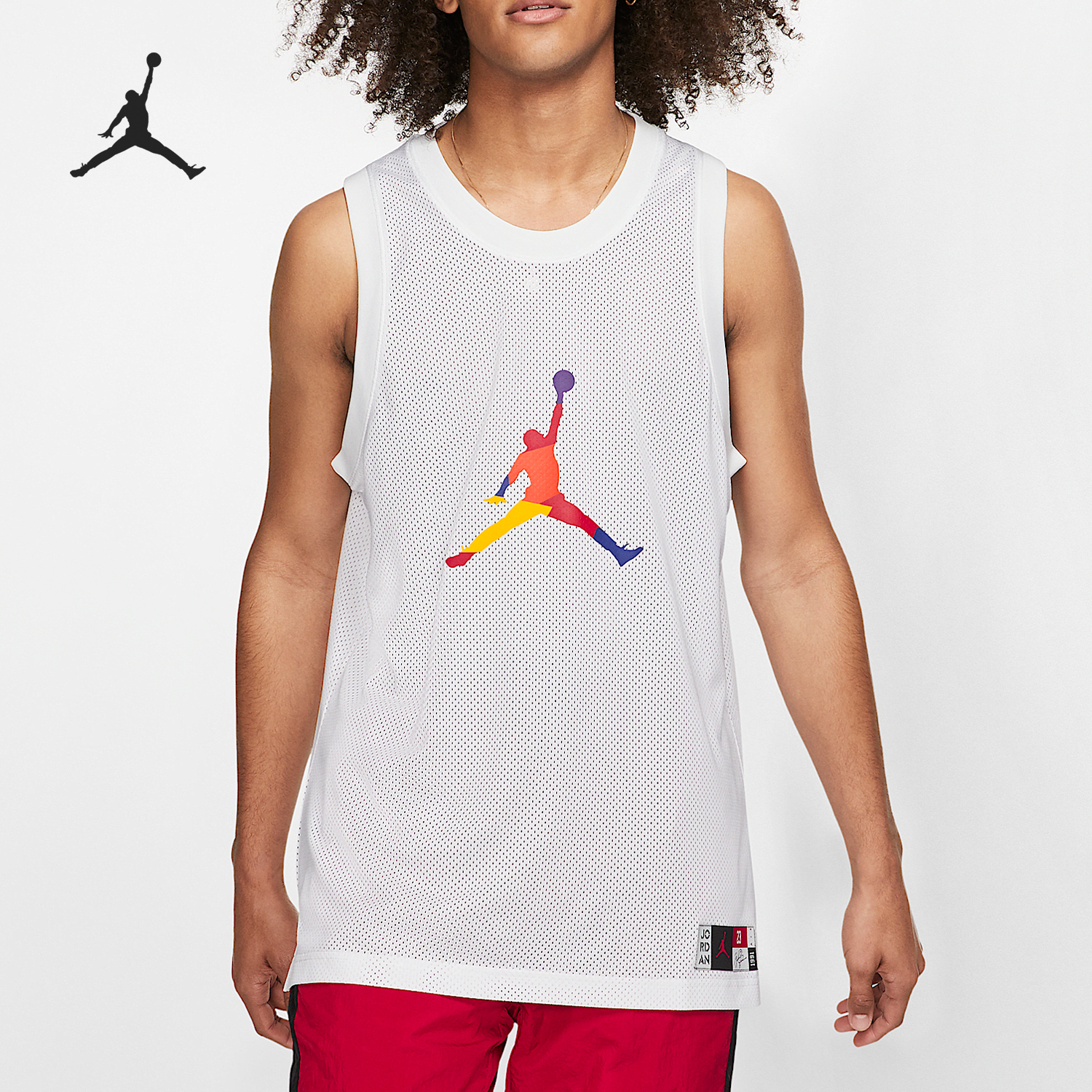 Nike/耐克正品JORDAN男士透气网眼篮球运动球衣AV0047-100