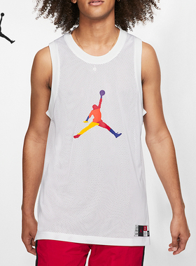 Nike/耐克正品JORDAN男士透气网眼篮球运动球衣AV0047-100