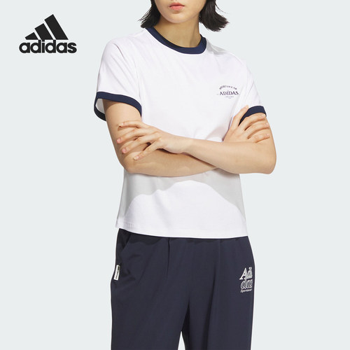 阿迪达斯女士印花休闲短袖