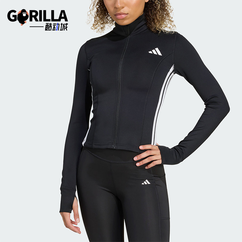 Adidas/阿迪达斯正品2026春季款女士日常立领印花修身外套KB7843 - 实物图