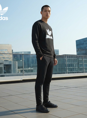 Adidas/阿迪达斯正品三叶草男士圆领套头印花宽松卫衣KC0116