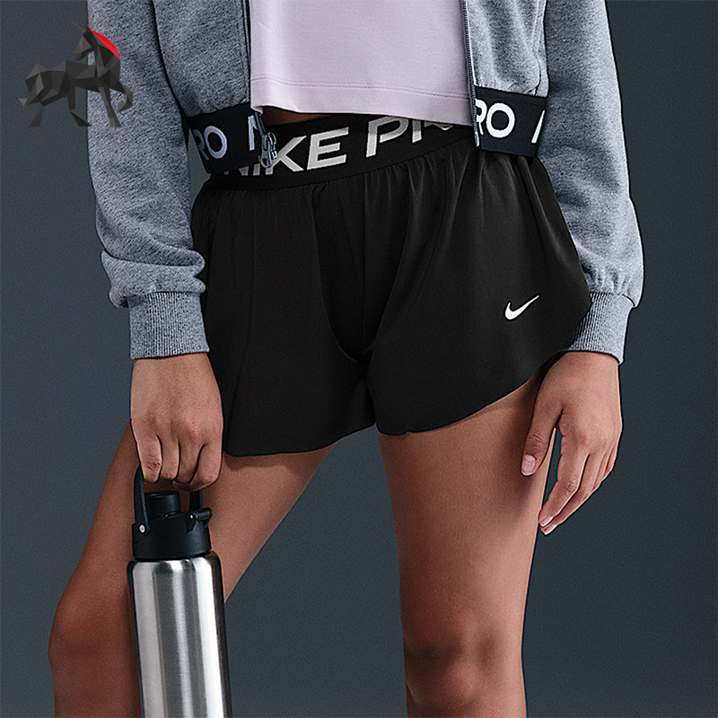 Nike/耐克正品NikePro新款黑白色训练二合一经典短裤II3640-010