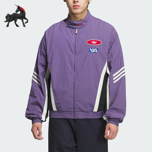 Adidas/阿迪达斯正品三叶草男士休闲宽松梭织拼接运动外套KH1202