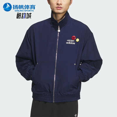 Adidas/阿迪达斯正品三叶草男士日常运动宽松翻领耐穿外套KC0135