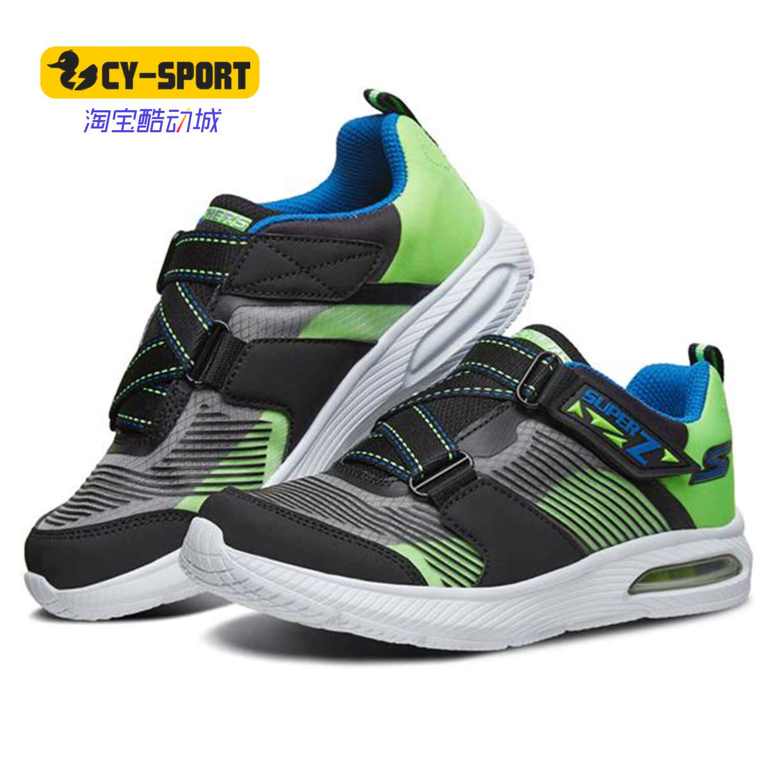 Skechers/斯凯奇正品春季新款男童Z型搭带运动缓震气垫鞋
