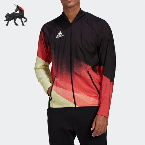 Adidas/阿迪达斯正品春秋款男士印花立领拼接训练夹克外套GF0316