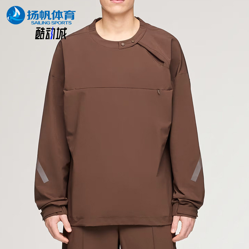 Adidas/阿迪达斯正品男棕色半拉链宽松日常经典休闲卫衣KD3494