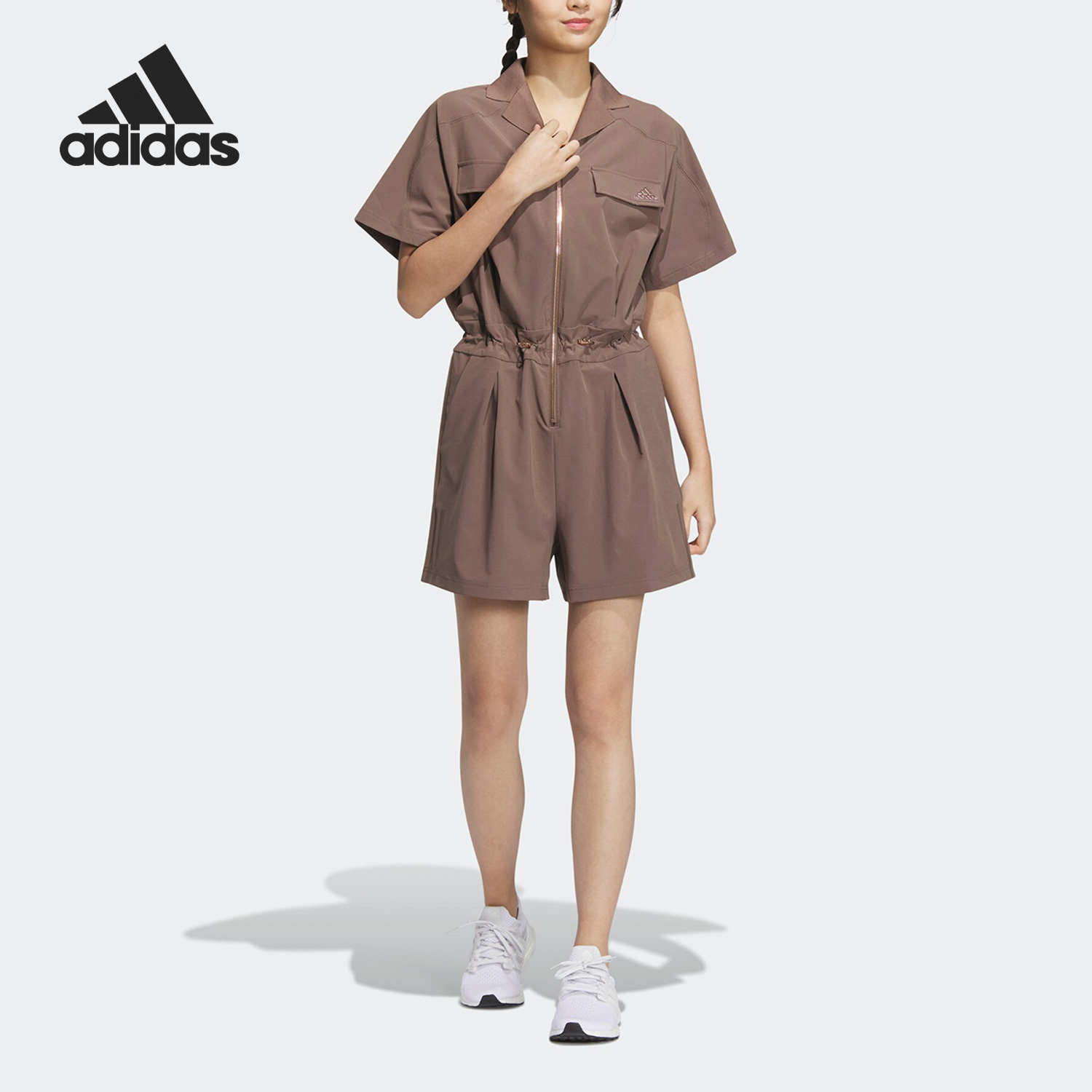Adidas/阿迪达斯正品夏季新款女子运动翻领拉链连体衣HY2844