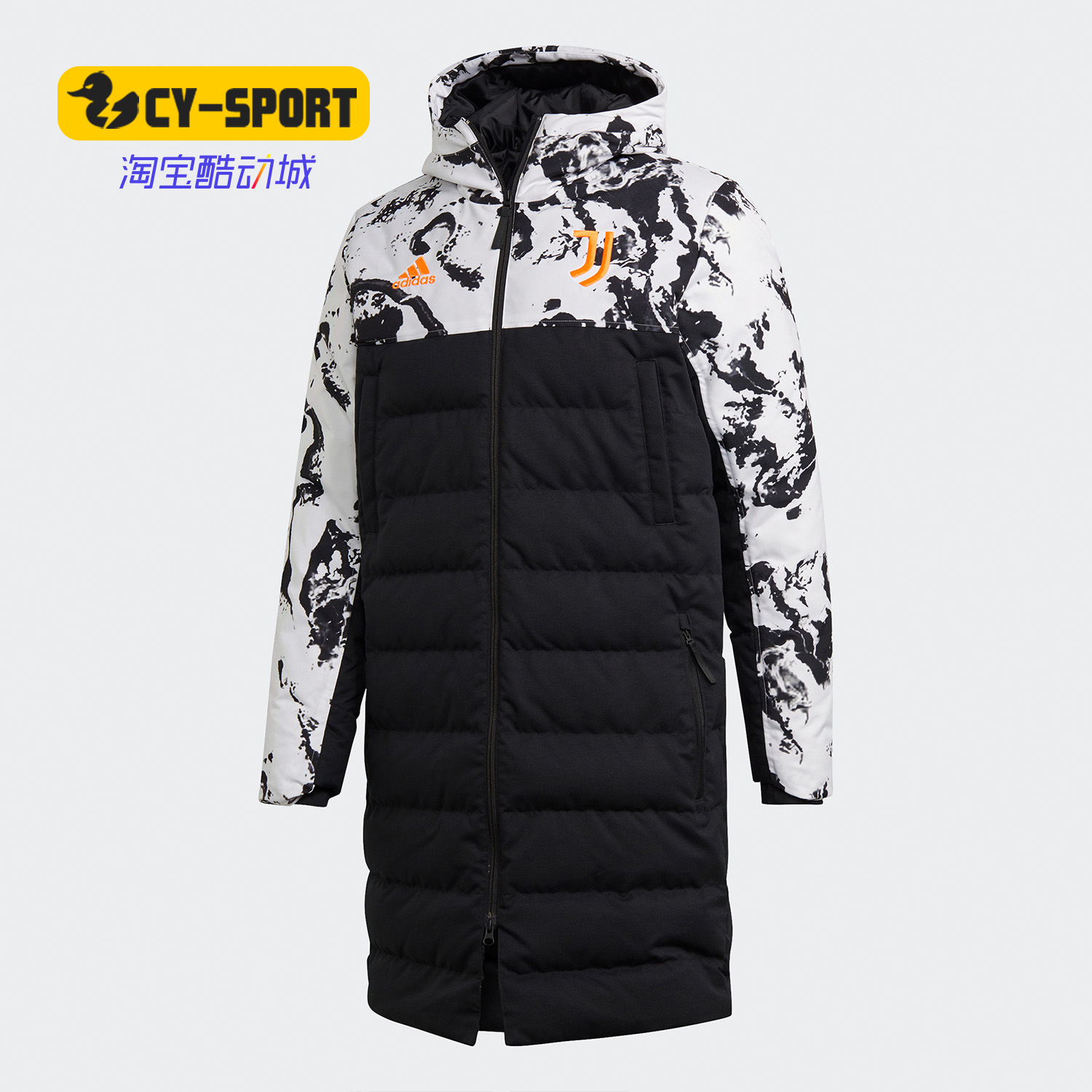 阿迪达斯冬季足球运动羽绒服