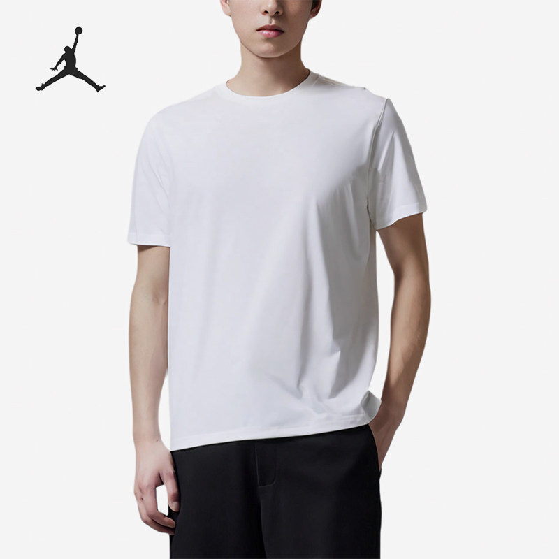 Nike/耐克正品JORDAN新款男白色亲肤纯色经典短袖T恤AJ1159-100