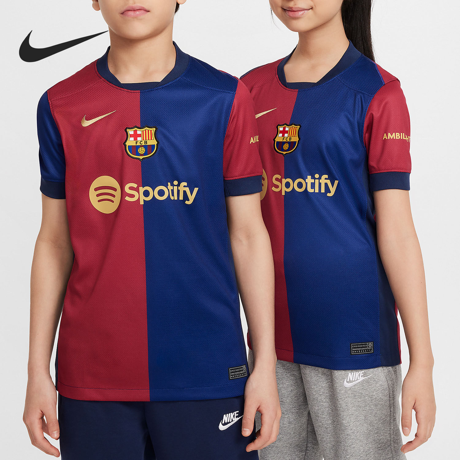 Nike/耐克官方正品Dri-FIT大童拼接运动训练足球球衣FN9153-456