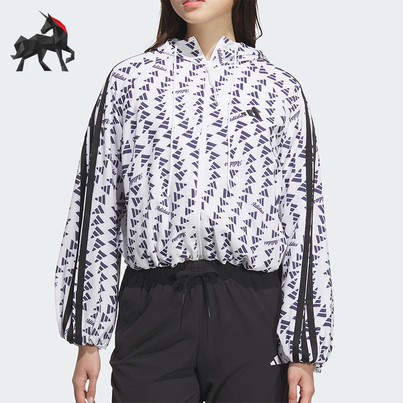 Adidas/阿迪达斯正品2025夏季款女士时尚日常印花梭织外套KB7762