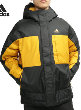 Adidas/阿迪达斯正品时尚拼色男子户外运动连帽羽绒服GF0076