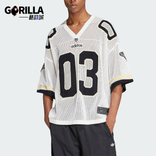 运动透气足球V领短袖 三叶草男女同款 JX1699 阿迪达斯正品 Adidas