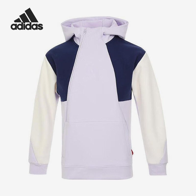 Adidas/阿迪达斯正品运动儿童连帽拼接针织时尚卫衣JN4370