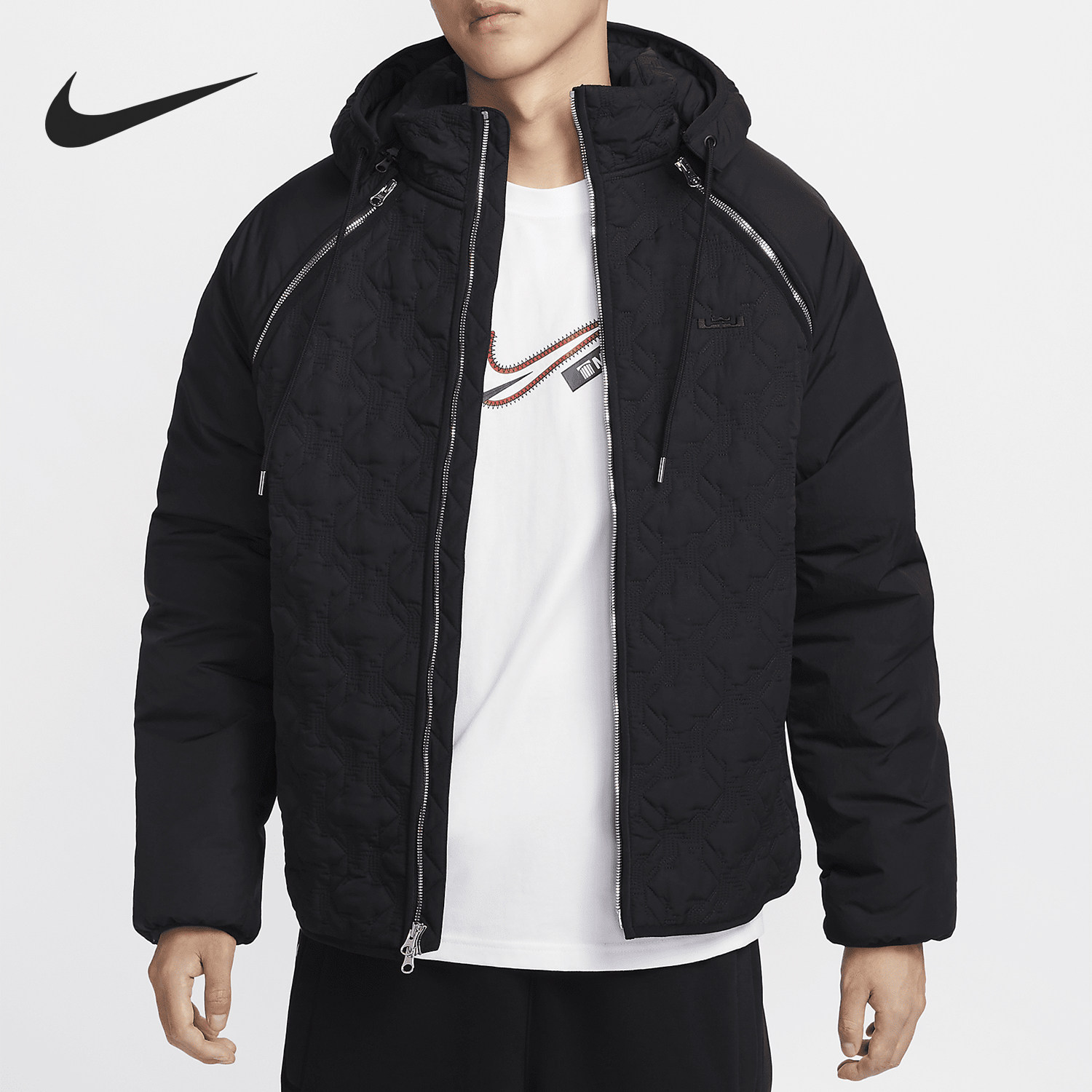 Nike/耐克官方正品秋季新款男士宽松连帽保暖篮球棉服FZ1033-010