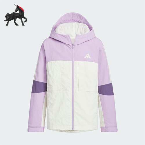 Adidas/阿迪达斯正品WOVEN JACKET儿童宽松连帽梭织外套KS0648