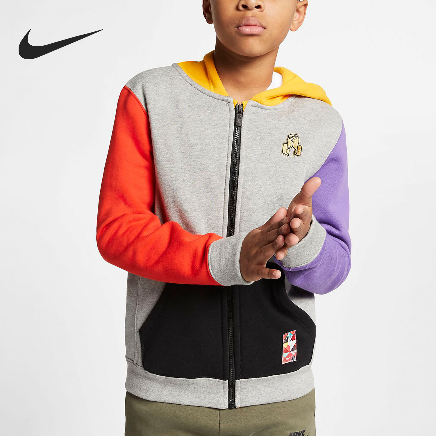 nike/耐克正品大童欧文春节限定己亥百家衣连帽运动外套cd6293