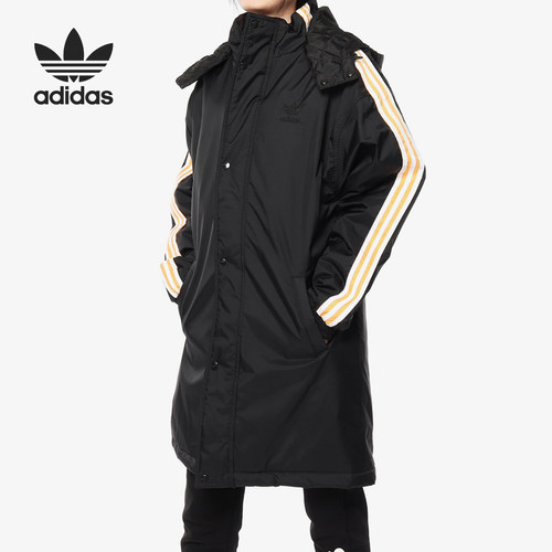 阿迪达斯棉服女装保暖棉袄长服