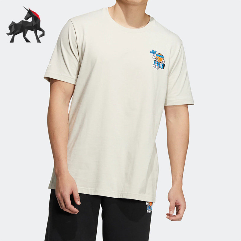 Adidas/阿迪达斯正品三叶草SPORT涂鸦篮球男子运动圆领短袖H49573