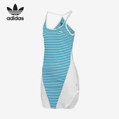 Z37792 三叶草女子条纹运动吊带连衣裙 Adidas 阿迪达斯正品
