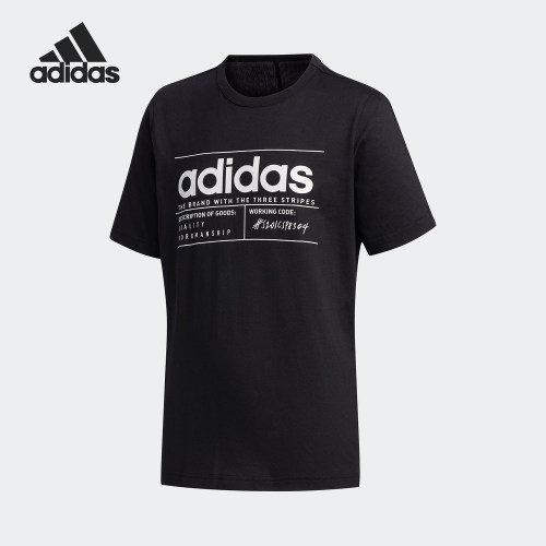 Adidas/阿迪达斯正品夏季大童透气针织圆领休闲短袖FM0776