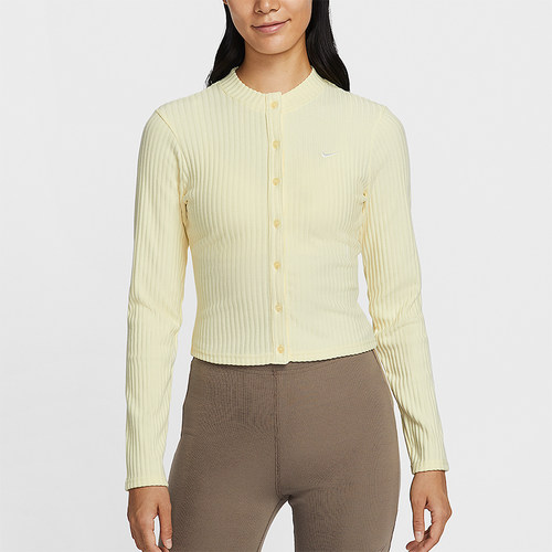 Nike/耐克正品春秋女士运动修身宽罗纹薄绒开衫长袖T恤IF0235-744
