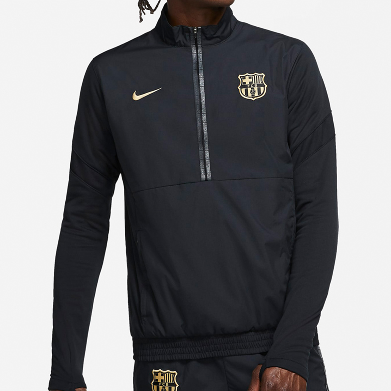 耐克巴塞罗那男半拉链拇指扣服