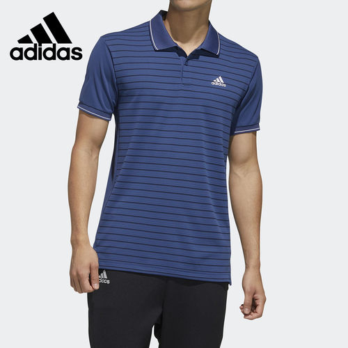 阿迪达斯男子翻领条纹POLO衫