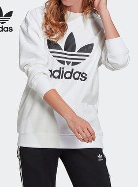 Adidas/阿迪达斯官方正品三叶草女子运动宽松休闲圆领卫衣GN2961