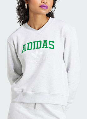 Adidas/阿迪达斯正品三叶草女子宽松印花套头运动卫衣II5612