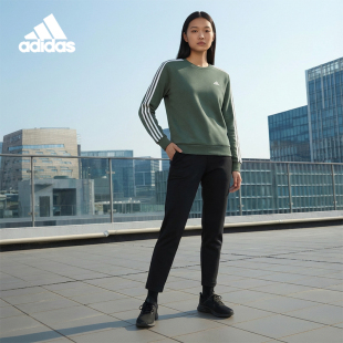 加绒卫衣HM1930 26夏FW24女士圆领复古经典 Adidas 阿迪达斯正品