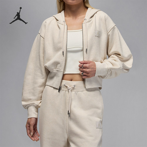 Nike/耐克正品JORDAN女士运动短款针织连帽休闲外套IB9864-104