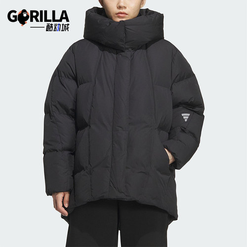 Adidas/阿迪达斯正品2025女士防风宽松保暖运动连帽羽绒服KC5802