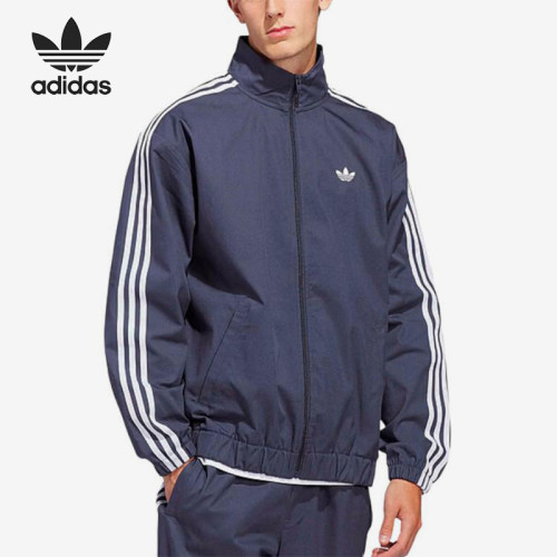 Adidas/阿迪达斯正品三叶草男蓝色夹克经典条纹夹克外套KS8221