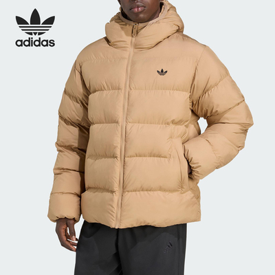 Adidas/阿迪达斯正品三叶草男士运动连帽保暖梭织面包棉服JX4121