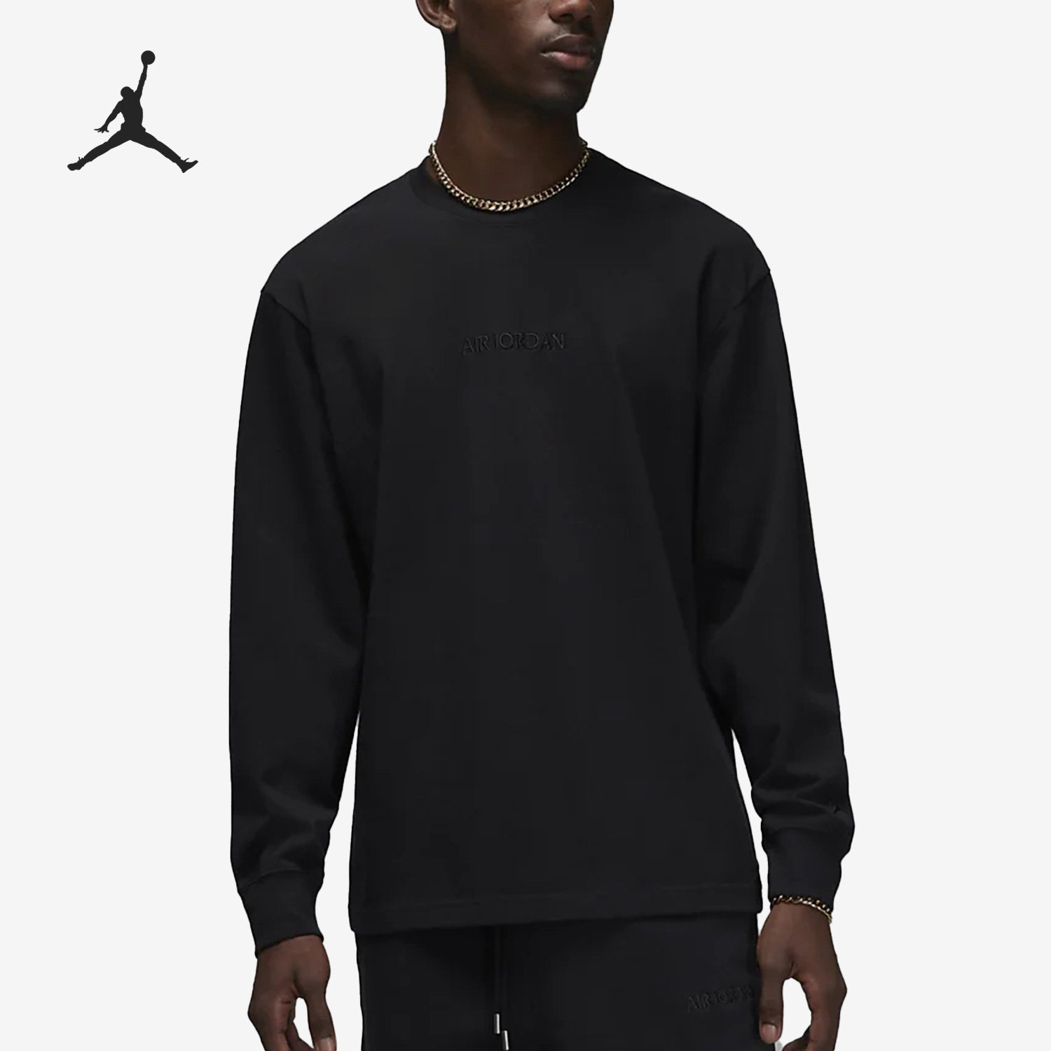 Nike/耐克官方正品Air Jordan男子刺绣圆领套头长款T恤FJ0703-010