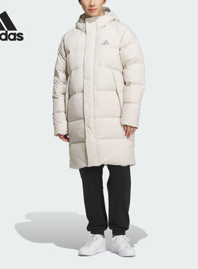 Adidas/阿迪达斯官方正品2025男女长款连帽梭织运动羽绒服KR0935
