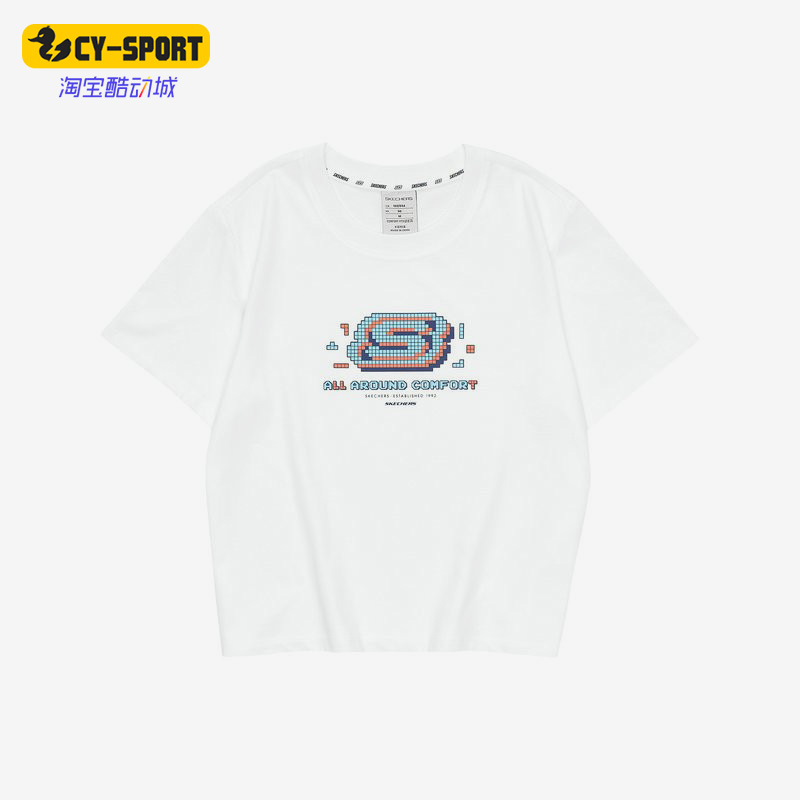 Skechers/斯凯奇正品夏季新款女子圆领运动时尚短袖T恤 L122W087