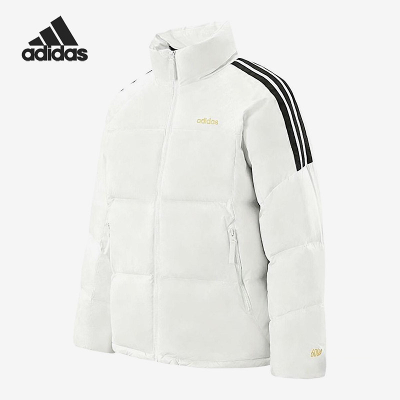 Adidas/阿迪达斯正品男士条纹立领短款拉链保暖羽绒服KB5639