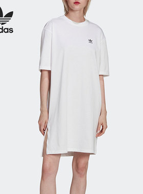 Adidas/阿迪达斯官方正品当季新款三叶草女子短袖连衣裙 HC2034