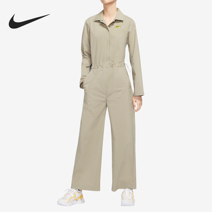 Nike/耐克正品新款女子简约宽松翻领阔腿休闲连体衣CU5961