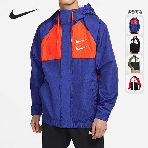 耐克男子拼接休闲连帽防风夹克