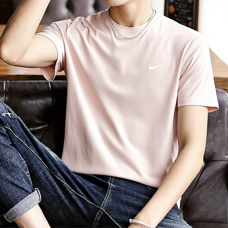 Nike耐克粉色短袖正品冰丝上衣男子跑步T恤夏季新款运动装速干衣